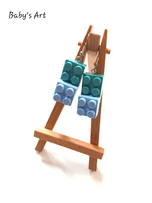 Orecchini mattoncini ottanio azzurro